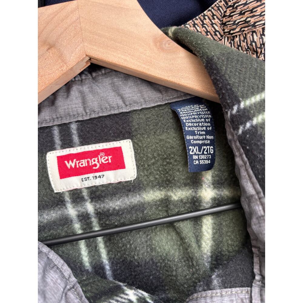 Wrangler Plaid Thick Fleece Shirt Size 2XL Mens Winter Fall - Picture 5 of 7